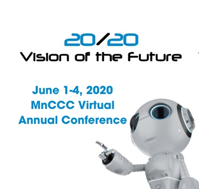 20/20 Vision of the Future, June 1-4, 2020. MnCCC Virutal Annual Conference Graphic w
